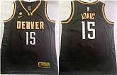 Men's Denver Nuggets #15 Nikola Jokic Black With NO.6 Patch Stitched Jersey,baseball caps,new era cap wholesale,wholesale hats